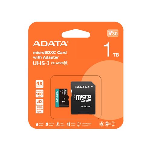 A-DATA Memorijska kartica UHS-I U3 MicroSDXC 1TB V30S + adapter AUSDX1TUI3V30SA2-RA1 slika 2