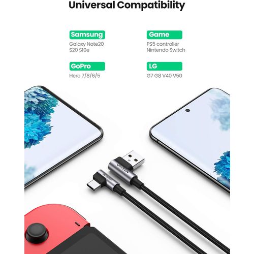 Ugreen USB na USB C kutni kabel za brzo punjenje 1M slika 3