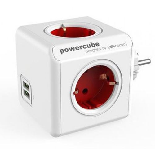 ALLOCACOC PowerCube Original USB 4xŠuko+2USB-5V/2.1A, crvena 1202RD/DEOUPC slika 1