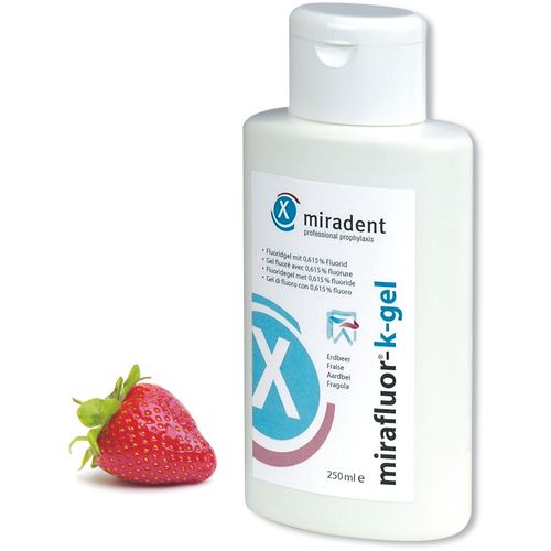 Miradent mirafluor-k-gel, 250ml, 0,615%, strawberry slika 1