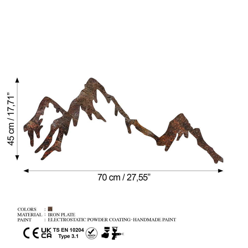 Decorative metal wall accessory Rusty Mountain, colour: antiquation slika 7