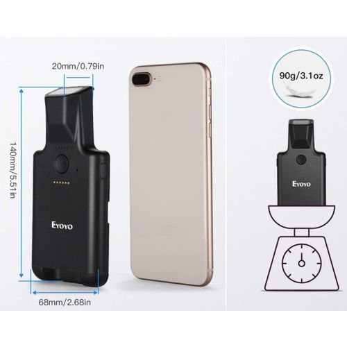 Eyoyo 2D Bluetooth Barcode Scanner Portable Back Clip Wireless 1D 2D QR Barcode Reader skener PDF417 slika 2