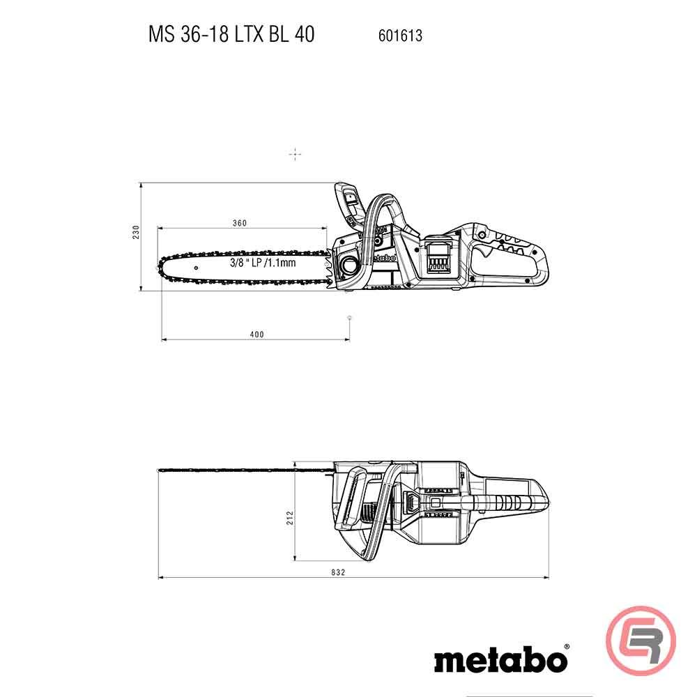 Metabo Pila Lančana Aku MS 36-18 LTX BL 40 / 18V (bez baterija i punjača) – 601613850 slika 12