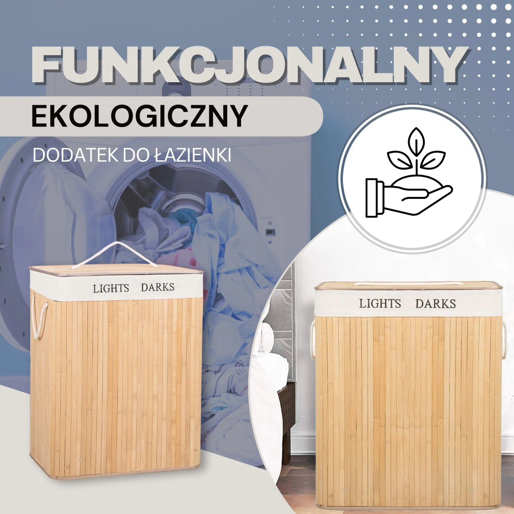 Košara za rublje od bambusa ecru slika 1