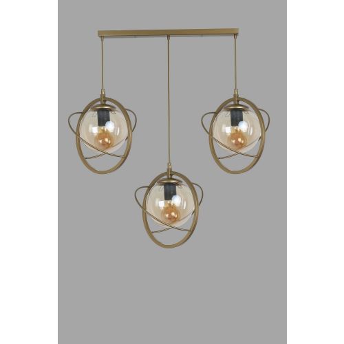 Nepal 3 Lü Sıralı Eskitme Bal Camlı Sarkıt Antique Chandelier slika 2