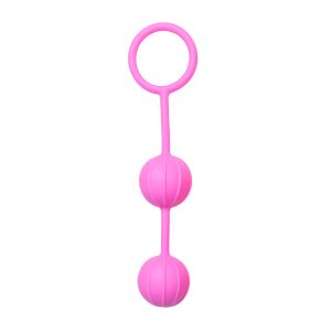 Vaginalne kuglice Easytoys Geisha Balls - vertikalno rebraste, ružičaste