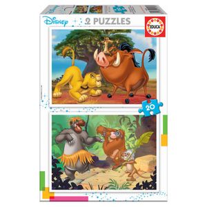 Disney životinje: Puzzle Kralj Lavova i Knjiga o Džungli (2x20 komada)