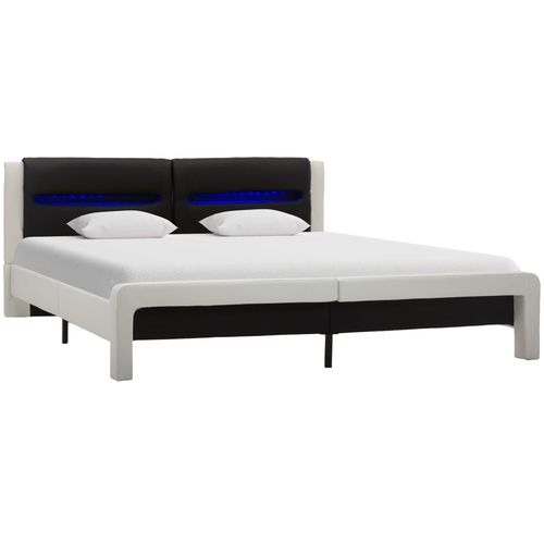 Okvir za krevet od umjetne kože LED bijelo-crni 140 x 200 cm slika 2