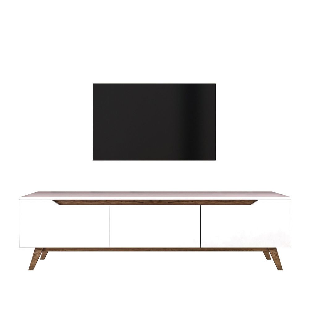 TV stalak D1 - 794 bijeli s orahovim detaljima slika 6