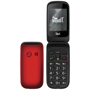 MeanIT Telefon mobilni, Dual SIM, 2.4", SOS tipka, veliki znakovi - FLIP 1 Crveni