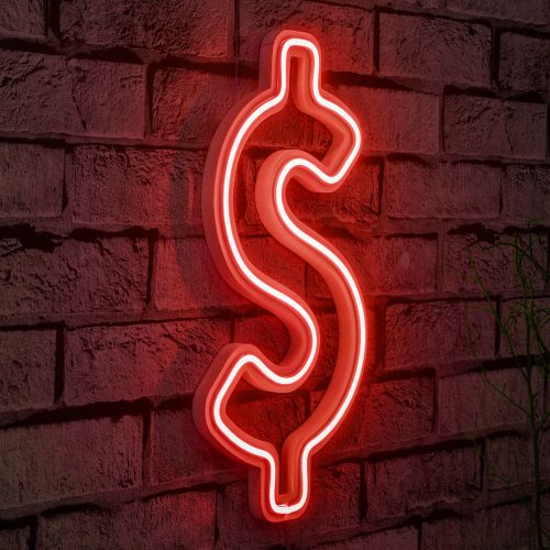 Wallity Ukrasna plastična LED rasvjeta, Dollar Sign - Red slika 9