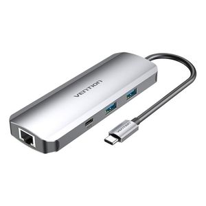 9 u 1 USB-C na HDMI/USB-C/USB x2/RJ45/SD/TF/TRRS/3,5mm - Sivi