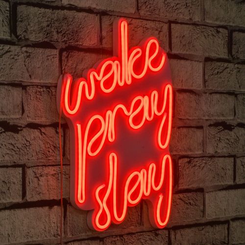 Wallity Ukrasna plastična LED rasvjeta, Wake Pray Slay - Red slika 10