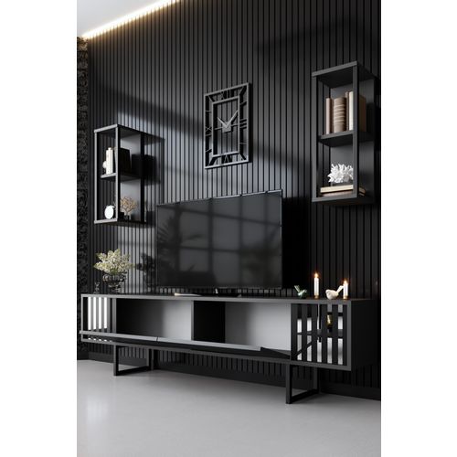 Woody Fashion Komoda za TV, Chrome Line - Anthracite, Black slika 3