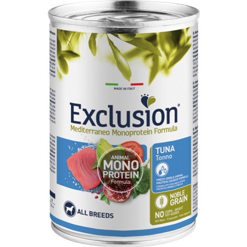 Exclusion Mediterraneo Monoprotein Formula Adult All breed, potpuna hrana za pse, tuna, 400 g slika 1