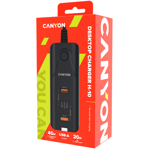 CANYON H-10, Wall charger. CNE-CHA10B Input: 100-240V~50/60Hz 1.0A Max Output1/Output2: DC USB-A QC3.0 5.0V/3.0A,9.0V/2.0A,12.0V/1.5A 18.0W(Max)USB-C PD 5.0V/3.0A,9.0V/2.22A,12.0V/1.67A 20.0W(Max)USB-A+C 5.0V/3.0A 15.0W(Max)Total Power: 40.0W slika 2