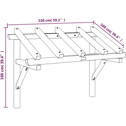 Nadstrešnica za vrata 150 x 100 x 100 cm od masivne borovine slika 19