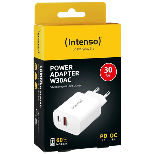 Intenso Punjač kučni, brzi, 1 x USB-A, 1 x UCB-C, 3A, 30W - Power Adapter W30AC slika 1