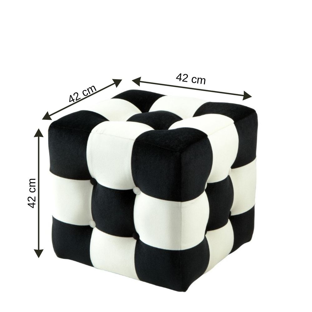 Pouffe Patchwork - Crno-bijeli slika 4