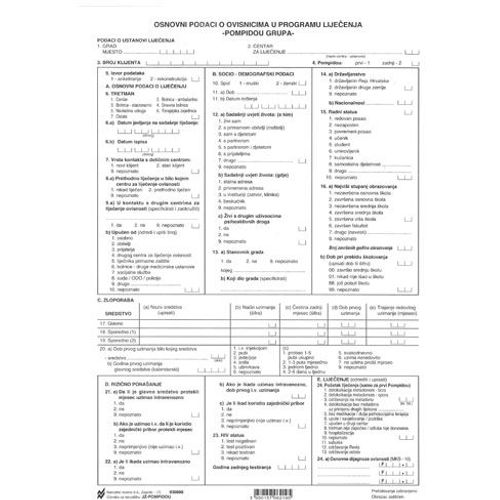 JZ-POMPIDOU OSNOVNI PODACI O OVISNICIMA U PROGRAMU LIJEČENJA - POMPIDOU GRUPA; List, 21 x 29,7 cm slika 2