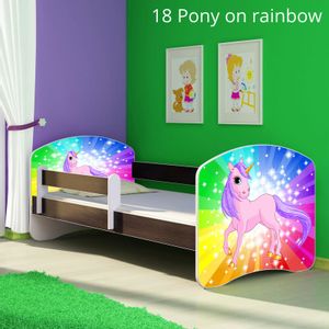 Dječji krevet ACMA s motivom, bočna wenge 180x80 cm 18-pony-on-a-rainbow