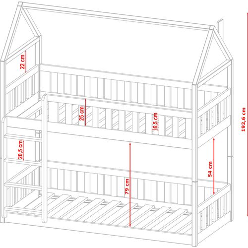 Drveni dječji krevet na kat Pola - svijetlo drvo - 200*90 cm slika 2