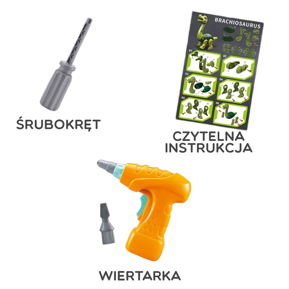 Woopie set za okretnu konstrukciju dinosaura + bušilica 31 kom. slika 7