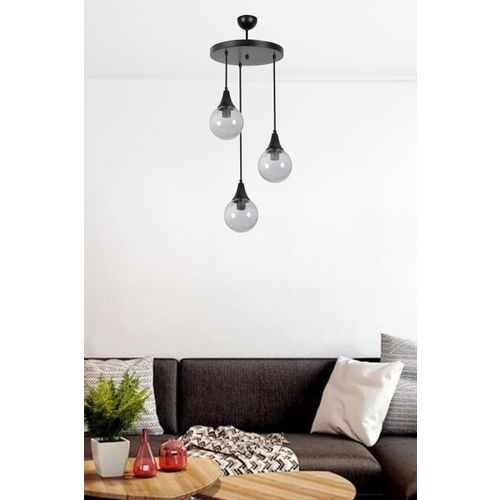 Afra 3 Lü Tepsili Siyah Füme Camlı Sarkıt Black
Fume Chandelier slika 2