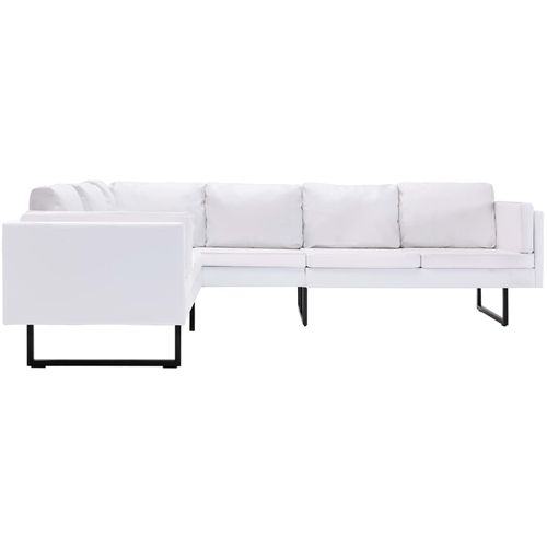Kutna sofa od umjetne kože bijela slika 27