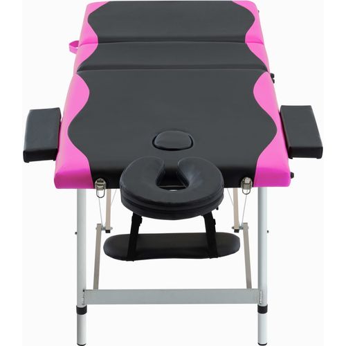 Sklopivi masažni stol s 3 zone aluminijski crno-ružičasti slika 25