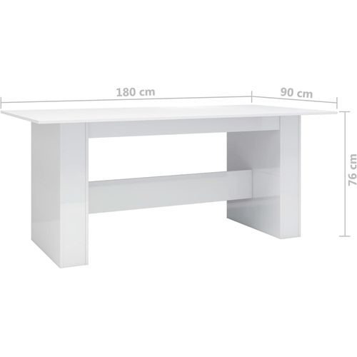 Blagovaonski stol visoki sjaj bijeli 180 x 90 x 76 cm iverica slika 23
