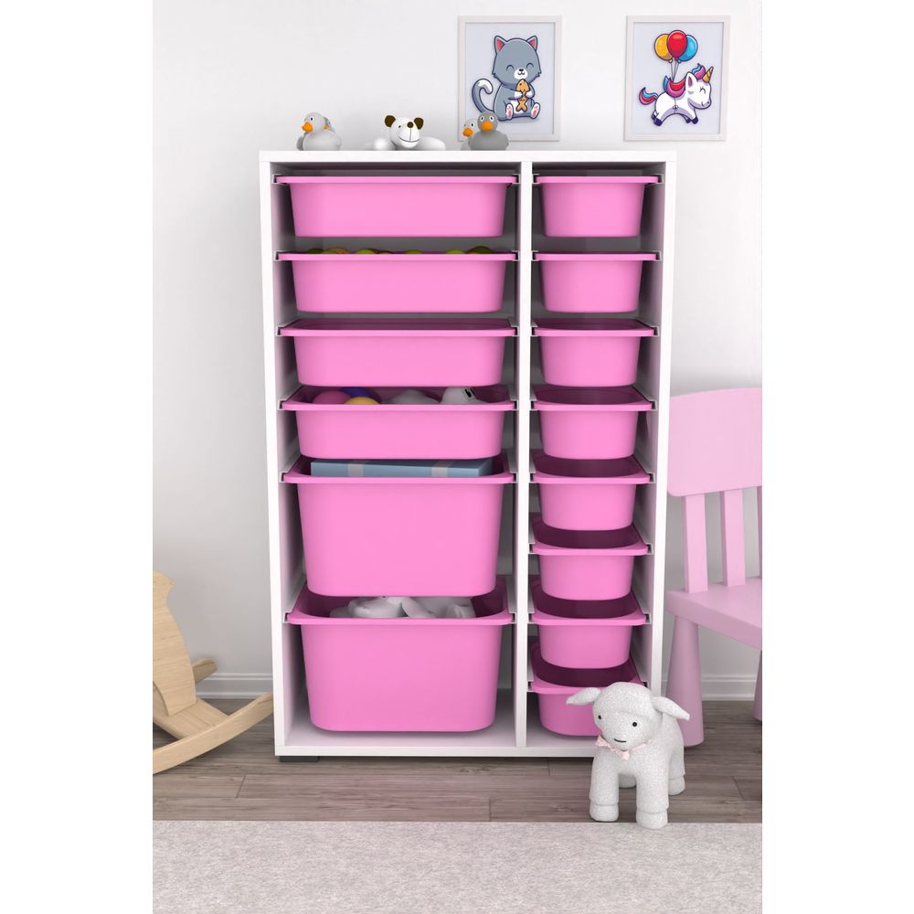 Višenamjenski ormar za igračke Rine - Bijeli i Rozi slika 2