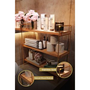 Masa Üstü 3 Katlı Organizer, Servis Rafı Gold
Brown Wall Shelf