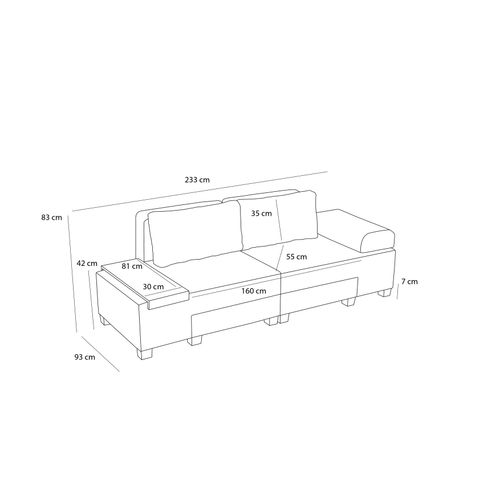 Perenna Linen - Anthracite Anthracite 3-Seat Sofa-Bed slika 11