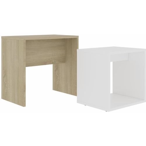 Set stolića za kavu bijeli i boja hrasta 48x30x45 cm od iverice slika 8