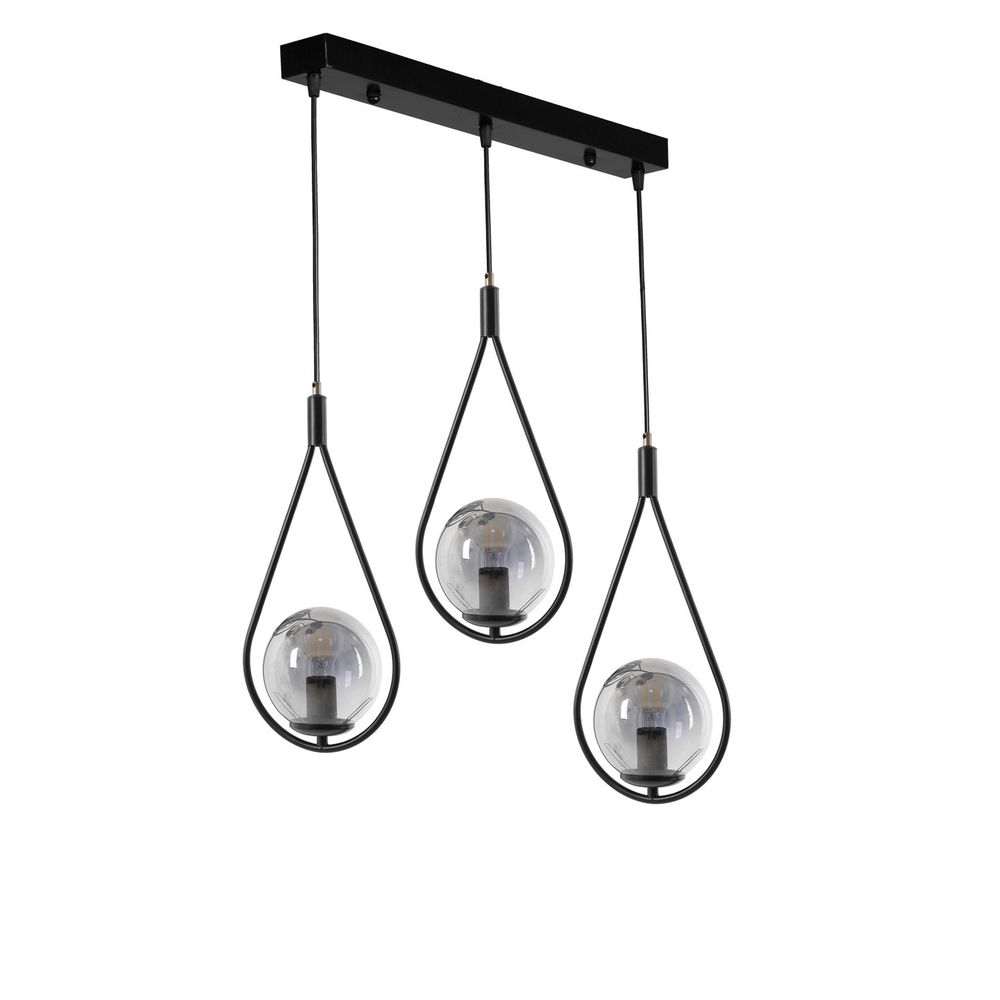 Damla 3 Lü Sıralı Füme Camlı Siyah Sarkıt Black Chandelier slika 2