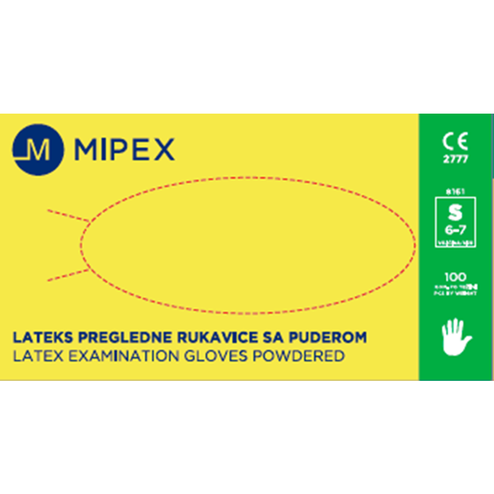 Mipex lateks rukavice sa puderom Small 100kom slika 1
