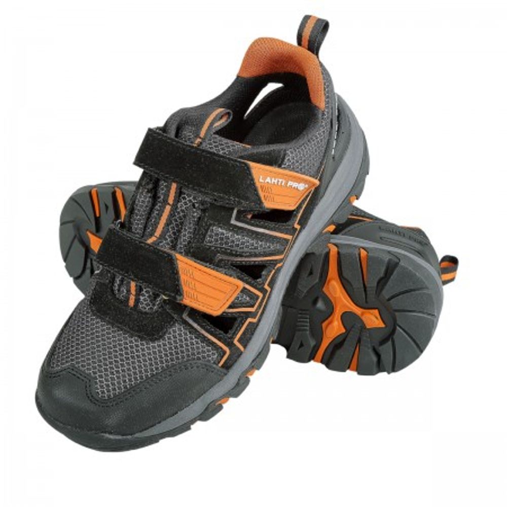 SANDALE BEZ ZAŠTITNE KAPICE CRNO-SIVA-NARANČA "39  L3060639 slika 1