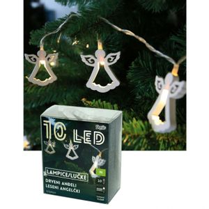 LED drveni anđeli 5.5x5 cm, 10 lampica, na baterije