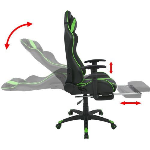 Podesiva igraća uredska stolica s osloncem za noge zelena slika 40