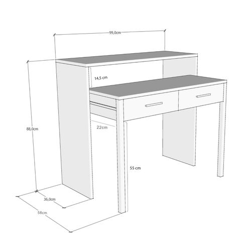 Hanah Home My Desk White Study Desk slika 9