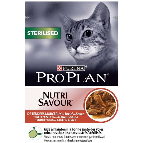 PRO PLAN Sterilised Nutrisavour, nježni komadići s govedinom u umaku, 26x85g slika 1