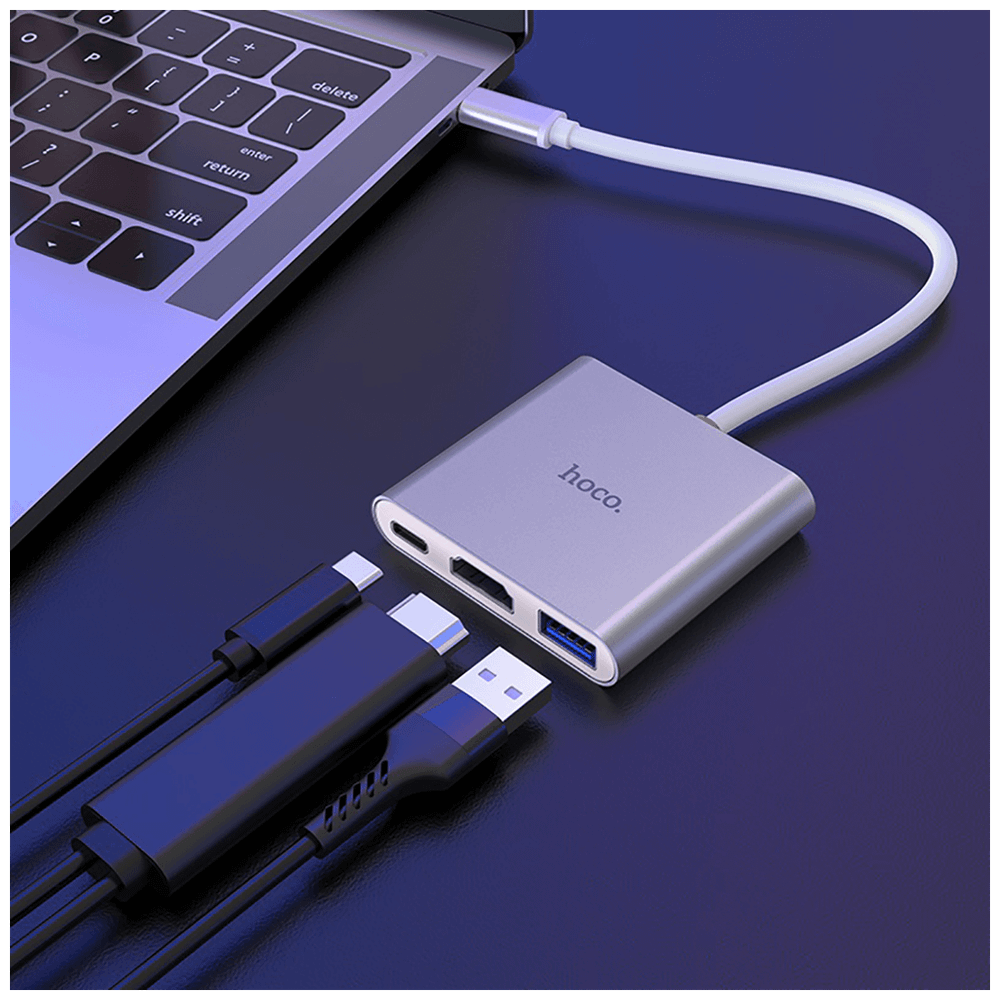 hoco. Konverter USB HUB type C to USB3.0/HDMI/PD - HB14 Easy use slika 5