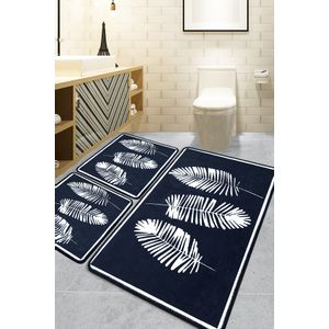 Hoja - Black Black Bathmat Set (3 Pieces)