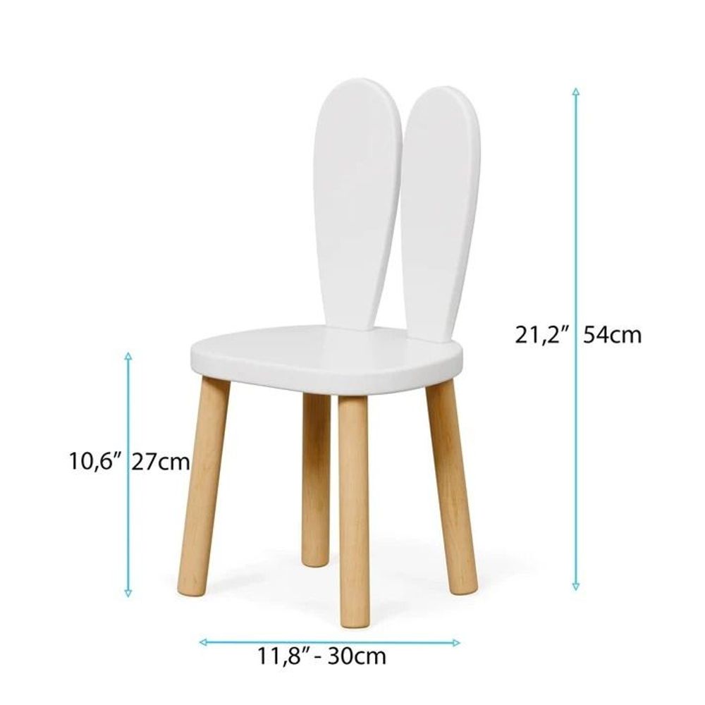 Kinder Home Drveni dječiji sto sa dvije stolice Bunny, Bijeli slika 5
