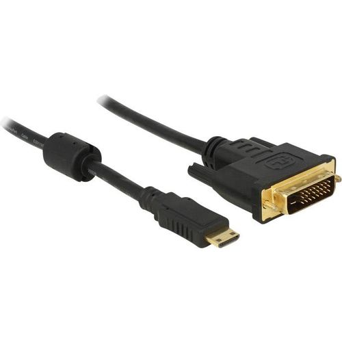 Delock HDMI / DVI adapterski kabel HDMI Mini C utikač, DVI-D 24+1-polni utikač 1.00 m crna 83582 s feritnom jezgrom, mogućnost vijčanog spajanja, pozlaćeni kontakti HDMI kabel slika 3