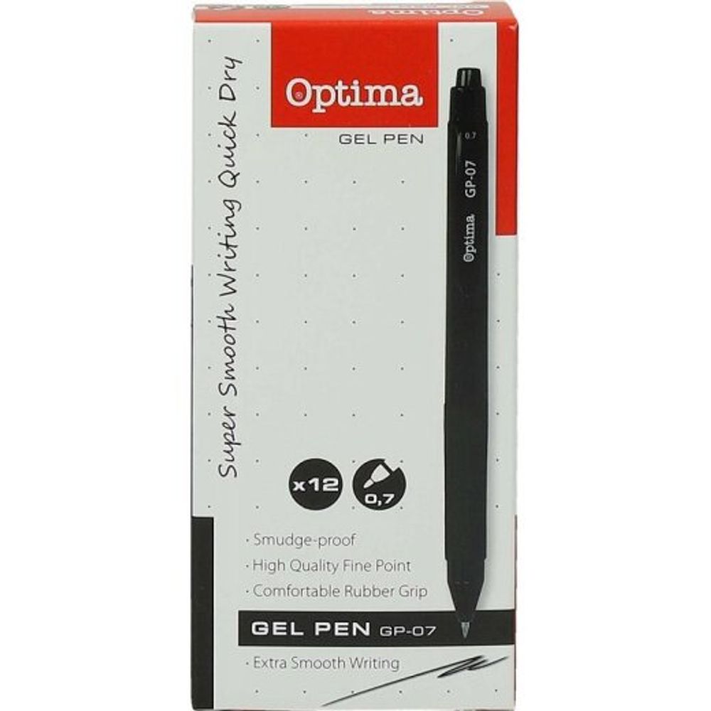 Optima Hemijska olovka gel 0.7 crna slika 2