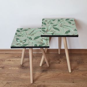 Nesting stolovi 2Shp193 - (2 komada) - boje: zelena, smeđa, bijela