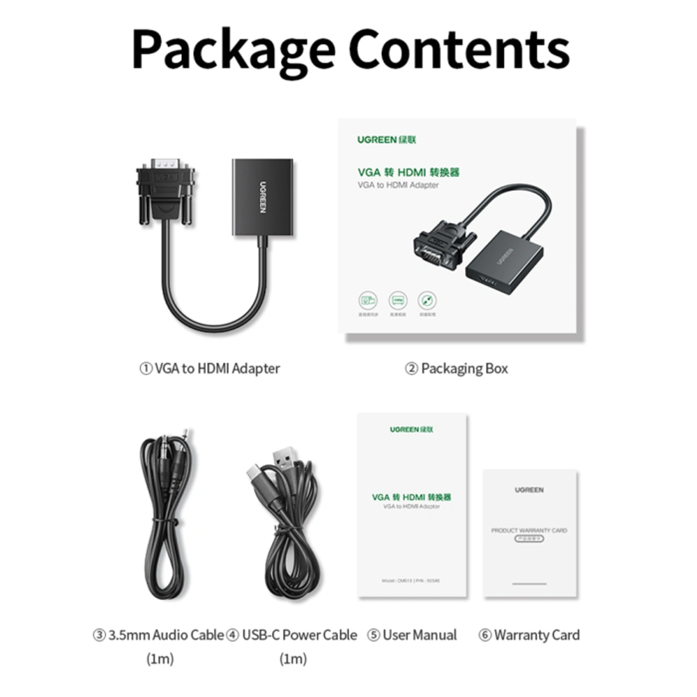Ugreen CM513 VGA na HDMI adapter 1080P slika 13