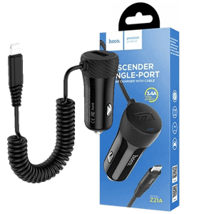 hoco. Auto punjač za Lightning kabelom,  1 x USB, 2.4 A max. - Z21A Ascender Lightning